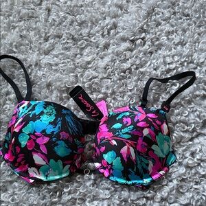 La SENZA Floral Black and Pink Bra